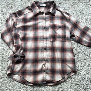 Hollister Plaid Flannel - peach, Black, Cream